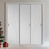 Three Sliding Maximal Wardrobe Doors & Frame Kit - V-Line® Grooved Flush Door V025/BL - Premium Primed - Six Colour Options