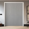 V-Line® Grooved Flush Door Pair V025 - Premium Primed - Six Colour Options