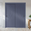 Two Sliding Minimal Wardrobe Doors & Frame Kit - V-Line® Grooved Flush Door V025 - Premium Primed - Six Colour Options