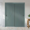 Two Sliding Maximal Wardrobe Doors & Frame Kit - V-Line® Grooved Flush Door V025 - Premium Primed - Six Colour Options