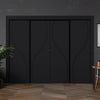 Four Sliding Minimal Wardrobe Doors & Frame Kit - V-Line® Grooved Flush Door V027 - Premium Primed - Six Colour Options