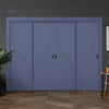 Four Sliding Minimal Wardrobe Doors & Frame Kit - V-Line® Grooved Flush Door V027 - Premium Primed - Six Colour Options