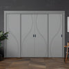 Four Sliding Minimal Wardrobe Doors & Frame Kit - V-Line® Grooved Flush Door V027 - Premium Primed - Six Colour Options