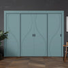 Four Sliding Minimal Wardrobe Doors & Frame Kit - V-Line® Grooved Flush Door V027 - Premium Primed - Six Colour Options