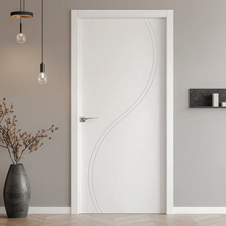 Image: V-Line® Grooved Flush Door V027 - Premium Primed - Six Colour Options