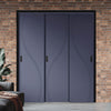 Three Sliding Minimal Wardrobe Doors & Frame Kit - V-Line® Grooved Flush Door V027 - Premium Primed - Six Colour Options