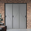 Three Sliding Maximal Wardrobe Doors & Frame Kit - V-Line® Grooved Flush Door V027 - Premium Primed - Six Colour Options