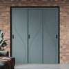 Three Sliding Minimal Wardrobe Doors & Frame Kit - V-Line® Grooved Flush Door V027 - Premium Primed - Six Colour Options