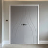 V-Line® Grooved Flush Door Pair V030 - Premium Primed - Six Colour Options