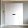 V-Line® Grooved Flush Door Pair V030 - Premium Primed - Six Colour Options