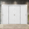 Four Sliding Maximal Wardrobe Doors & Frame Kit - V-Line® Grooved Flush Door V031 - Premium Primed - Six Colour Options