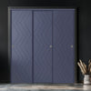 Three Sliding Maximal Wardrobe Doors & Frame Kit - V-Line® Grooved Flush Door V031 - Premium Primed - Six Colour Options