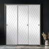 Three Sliding Minimal Wardrobe Doors & Frame Kit - V-Line® Grooved Flush Door V031 - Premium Primed - Six Colour Options