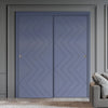 Two Sliding Minimal Wardrobe Doors & Frame Kit - V-Line® Grooved Flush Door V031 - Premium Primed - Six Colour Options