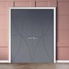 V-Line® Grooved Flush Door Pair V032 - Premium Primed - Six Colour Options