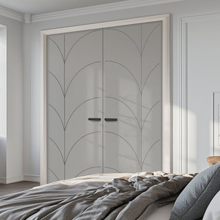 Image: V-Line® Grooved Flush Door Pair V033 - Premium Primed - Six Colour Options