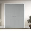 V-Line® Grooved Flush Door Pair V041 - Premium Primed - Six Colour Options