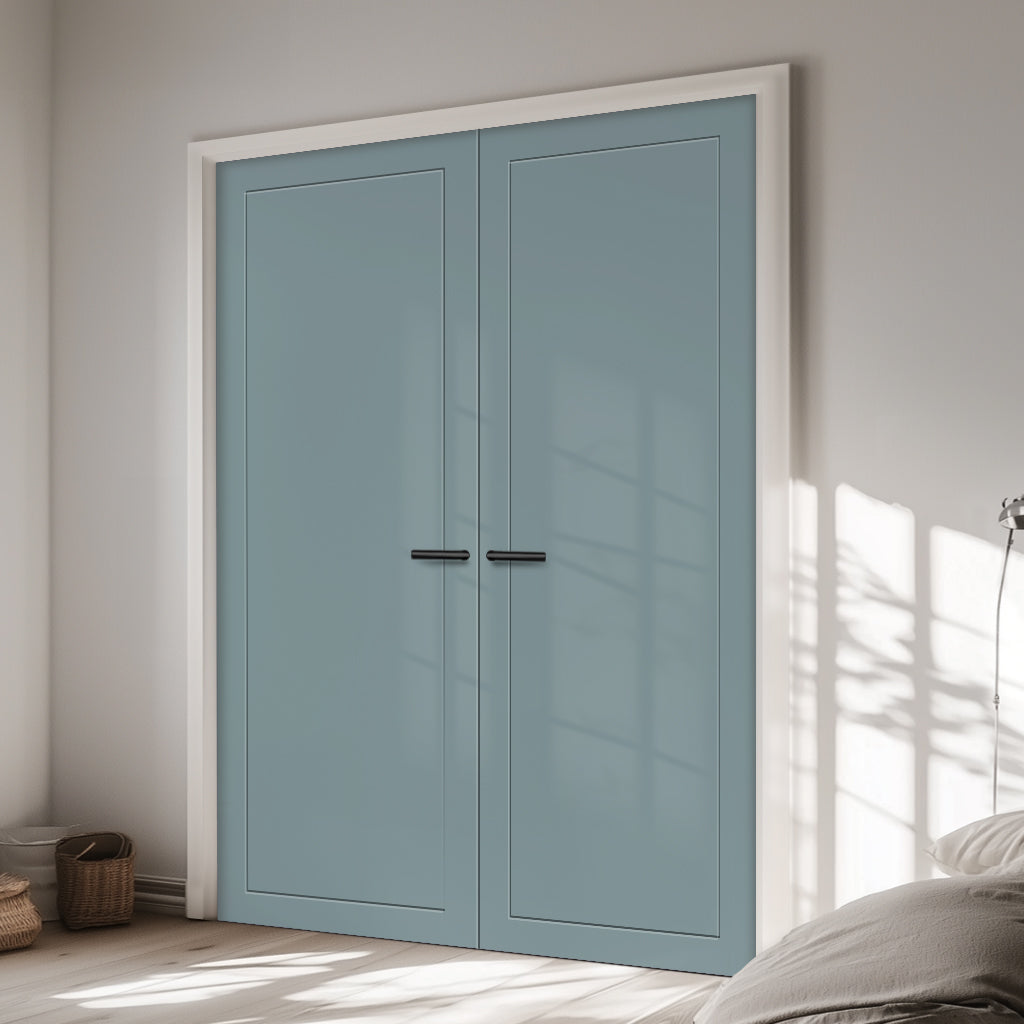 V-Line® Grooved Flush Door Pair V043 - Premium Primed - Six Colour Options