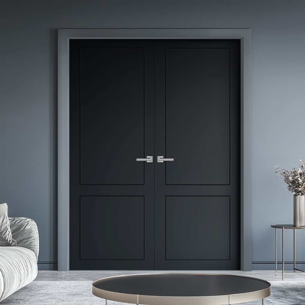 V-Line® Grooved Flush Door Pair V044 - Premium Primed - Six Colour Options