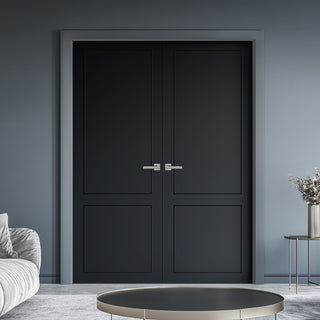 Image: V-Line® Grooved Flush Door Pair V044 - Premium Primed - Six Colour Options