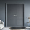 V-Line® Grooved Flush Door Pair V044 - Premium Primed - Six Colour Options