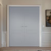 V-Line® Grooved Flush Door Pair V045 - Premium Primed - Six Colour Options