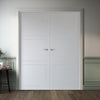 V-Line® Grooved Flush Door Pair V046 - Premium Primed - Six Colour Options