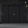 Four Sliding Minimal Wardrobe Doors & Frame Kit - V-Line® Grooved Flush Door V070 - Premium Primed - Six Colour Options