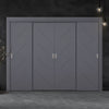 Four Sliding Minimal Wardrobe Doors & Frame Kit - V-Line® Grooved Flush Door V070 - Premium Primed - Six Colour Options