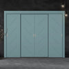 Four Sliding Minimal Wardrobe Doors & Frame Kit - V-Line® Grooved Flush Door V070 - Premium Primed - Six Colour Options