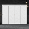 Four Sliding Minimal Wardrobe Doors & Frame Kit - V-Line® Grooved Flush Door V070 - Premium Primed - Six Colour Options