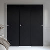 Three Sliding Minimal Wardrobe Doors & Frame Kit - V-Line® Grooved Flush Door V070 - Premium Primed - Six Colour Options