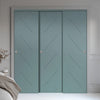 Three Sliding Minimal Wardrobe Doors & Frame Kit - V-Line® Grooved Flush Door V070 - Premium Primed - Six Colour Options