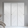 Three Sliding Minimal Wardrobe Doors & Frame Kit - V-Line® Grooved Flush Door V070 - Premium Primed - Six Colour Options