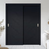 Two Sliding Maximal Wardrobe Doors & Frame Kit - V-Line® Grooved Flush Door V070 - Premium Primed - Six Colour Options