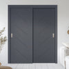 Two Sliding Maximal Wardrobe Doors & Frame Kit - V-Line® Grooved Flush Door V070 - Premium Primed - Six Colour Options