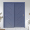 Two Sliding Maximal Wardrobe Doors & Frame Kit - V-Line® Grooved Flush Door V070 - Premium Primed - Six Colour Options