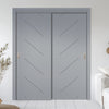 Two Sliding Maximal Wardrobe Doors & Frame Kit - V-Line® Grooved Flush Door V070 - Premium Primed - Six Colour Options