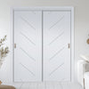 Two Sliding Maximal Wardrobe Doors & Frame Kit - V-Line® Grooved Flush Door V070 - Premium Primed - Six Colour Options