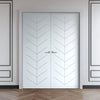 V-Line® Grooved Flush Door Pair V071 - Premium Primed - Six Colour Options