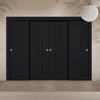 Four Sliding Minimal Wardrobe Doors & Frame Kit - V-Line® Grooved Flush Door V073/V073A - Premium Primed - Six Colour Options