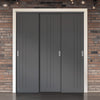 Three Sliding Maximal Wardrobe Doors & Frame Kit - V-Line® Grooved Flush Door V073/V073A - Premium Primed - Six Colour Options