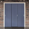 Three Sliding Maximal Wardrobe Doors & Frame Kit - V-Line® Grooved Flush Door V073/V073A - Premium Primed - Six Colour Options