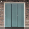 Three Sliding Maximal Wardrobe Doors & Frame Kit - V-Line® Grooved Flush Door V073/V073A - Premium Primed - Six Colour Options