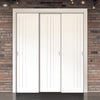 Three Sliding Minimal Wardrobe Doors & Frame Kit - V-Line® Grooved Flush Door V073/V073A - Premium Primed - Six Colour Options