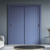 Two Sliding Maximal Wardrobe Doors & Frame Kit - V-Line® Grooved Flush Door V073 - Premium Primed - Six Colour Options