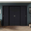 Four Sliding Minimal Wardrobe Doors & Frame Kit - V-Line® Grooved Flush Door V074/V074A - Premium Primed - Six Colour Options