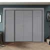 Four Sliding Minimal Wardrobe Doors & Frame Kit - V-Line® Grooved Flush Door V074/V074A - Premium Primed - Six Colour Options