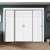 Four Sliding Maximal Wardrobe Doors & Frame Kit - V-Line® Grooved Flush Door V074/V074A - Premium Primed - Six Colour Options