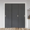 Three Sliding Minimal Wardrobe Doors & Frame Kit - V-Line® Grooved Flush Door V074/V074A - Premium Primed - Six Colour Options